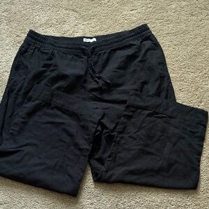 Black Linen Wide Leg Pants